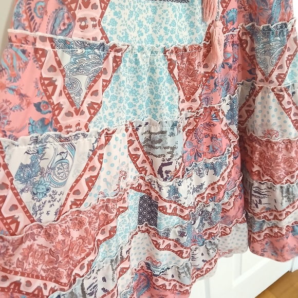 Patchwork Tiered Maxi Skirt Size Small Cottage Fairy Whimsical Boho Festival - Picture 3 of 7